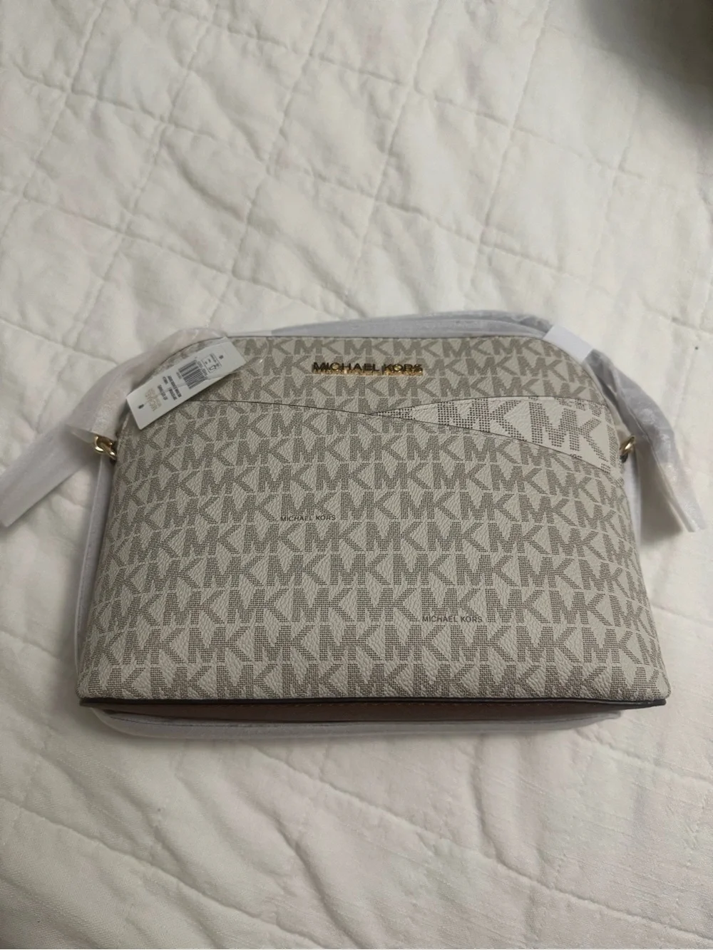 Michael Kors Cream/Taupe Logo Crossbody Bag